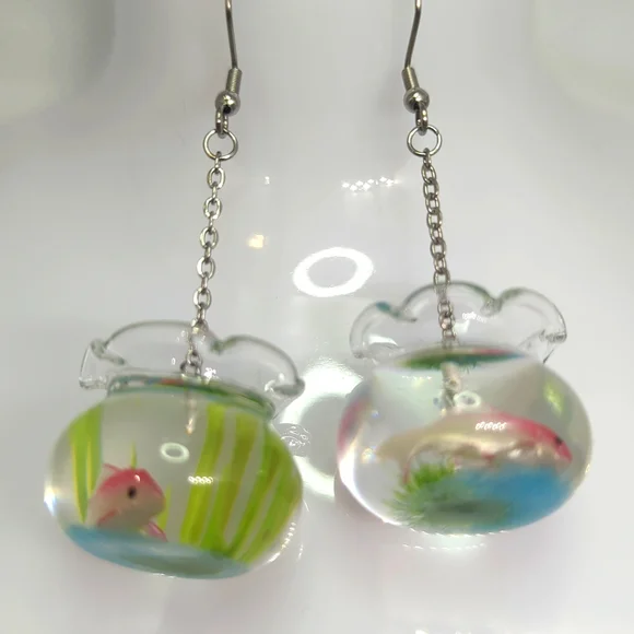 Betta Fishbowl Earrings - Picture 2 of 2